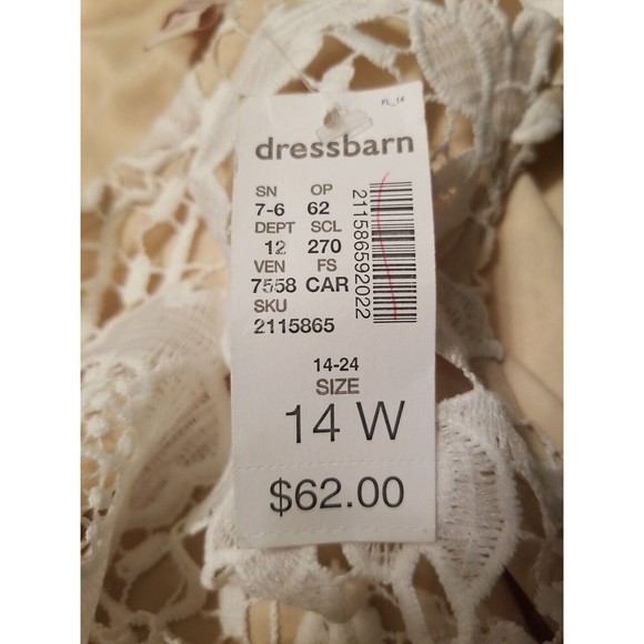 Dressbarn CB Established 1962 Size 14 White Beige Floral Lace Sleeveless Dress - Picture 4 of 7